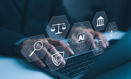 Ai,Laws,And,Regulations,Concept.,Hand,Typing,On,Laptop,With